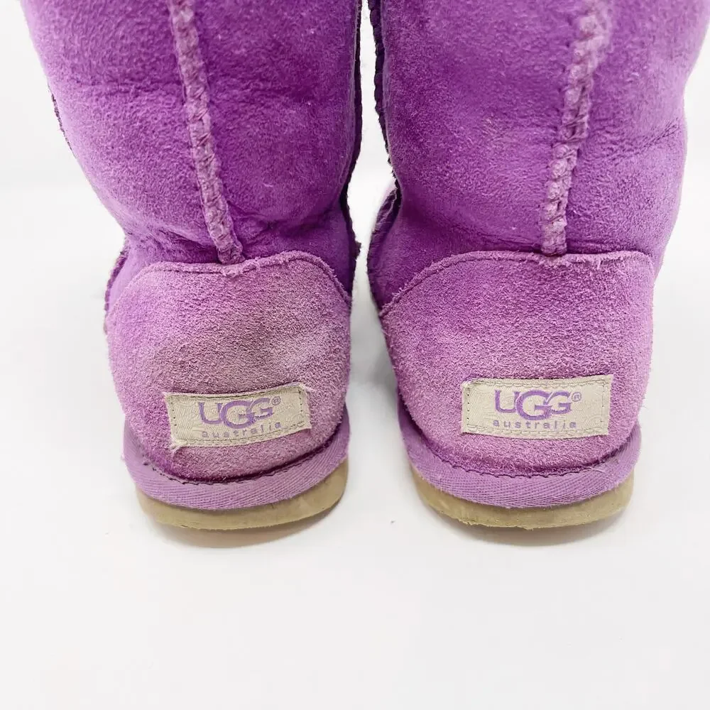 UGG Womens 5 Classic Short Boots Purple Ruby Suede Leather Cozy Lounge Warm Soft